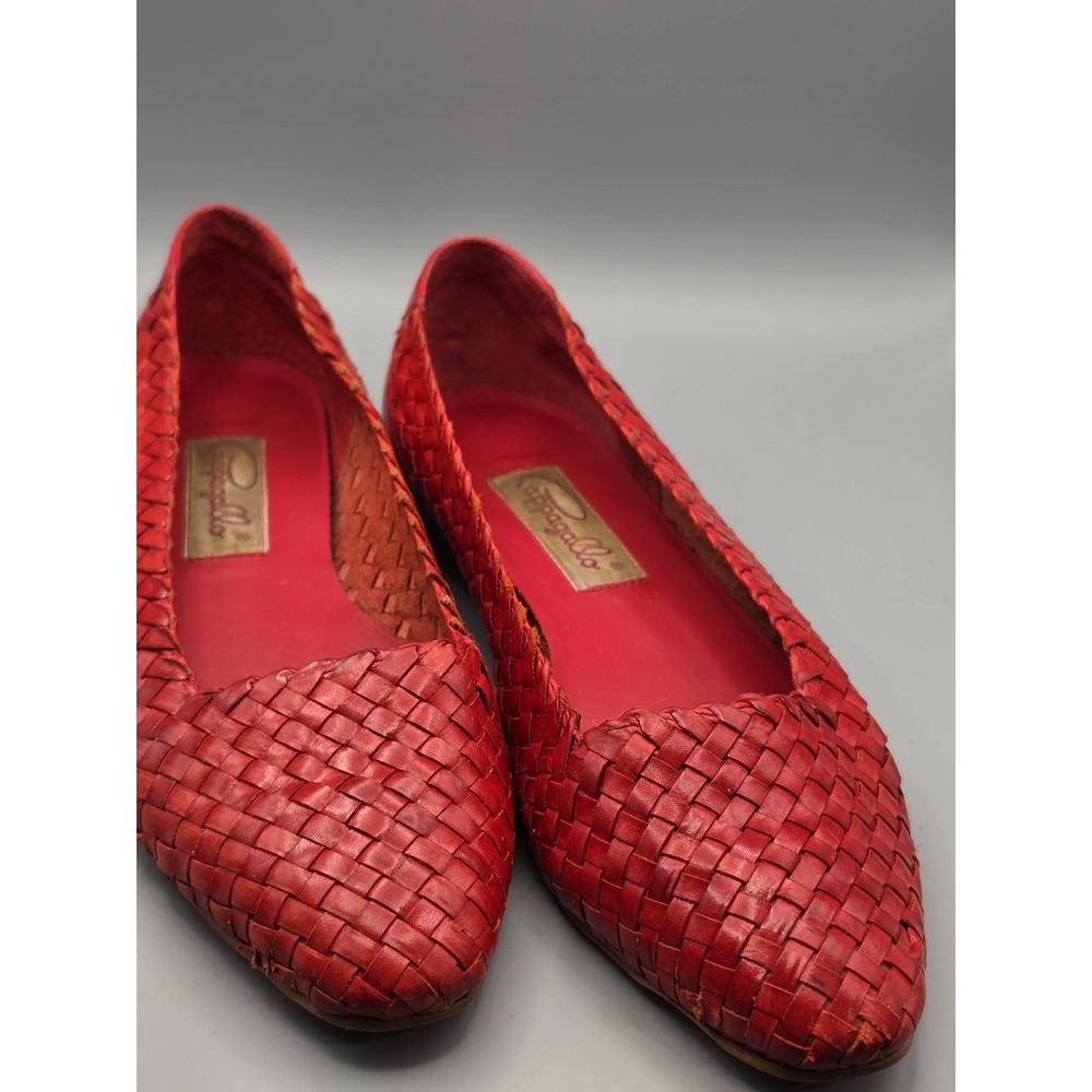 Cappagallo Womens 8M Red Woven Leather Ballet Flats Slip On Made in Brazil